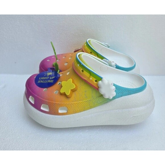 New Multicolor Crocs Care Bears Crush Clog Rainbow Light Up Women’s Shoes Size 7 - Picture 1 of 14